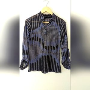 Armani Exchange silk long sleeved blouse, rouched sleeves